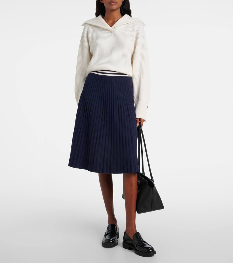 Thom Browne Plissé wool-blend midi skirt outlook