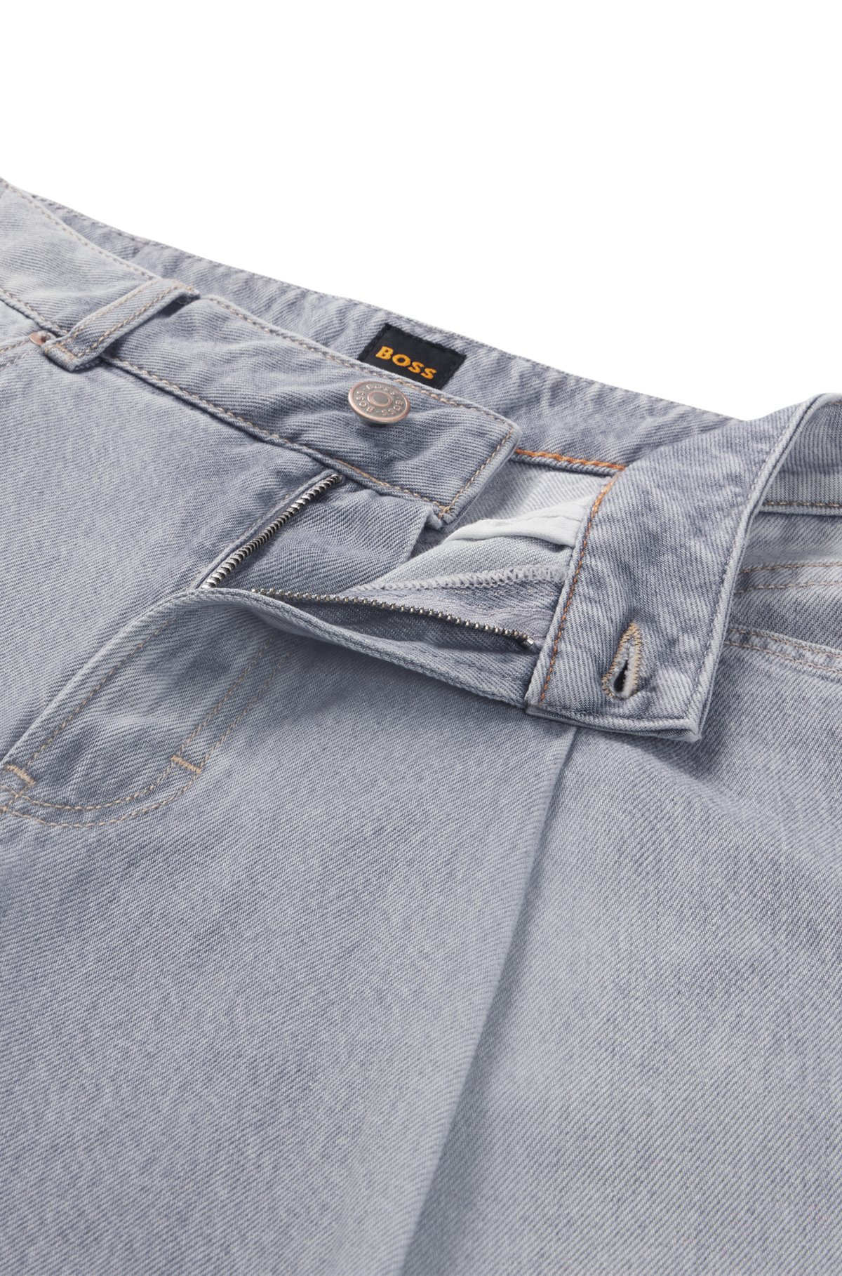WIDE-LEG JEANS IN GRAY DENIM WITH FRONT PLEATS - 6