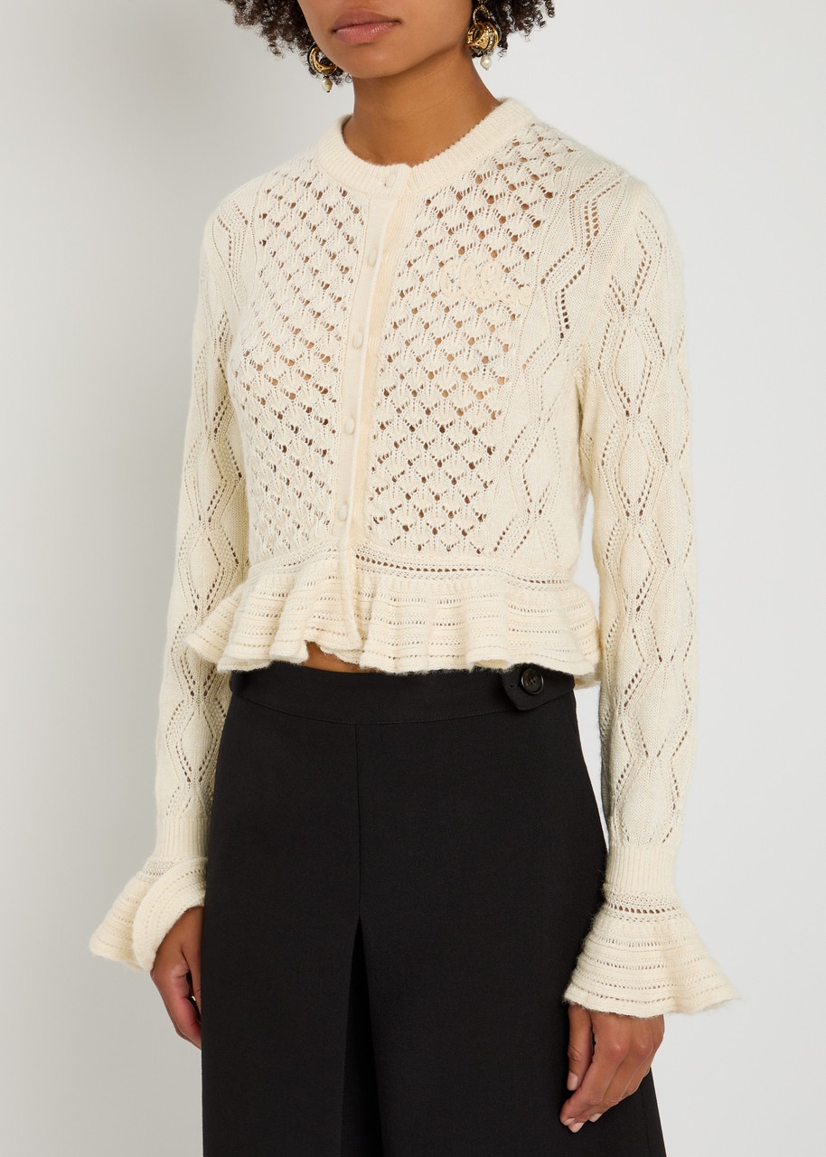 Chloe Logo-embroidered Pointelle-knit Cardigan - 2