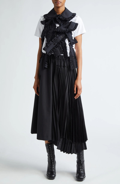 Noir Kei Ninomiya Broad Ruffle Placket Cotton Bib Collar outlook