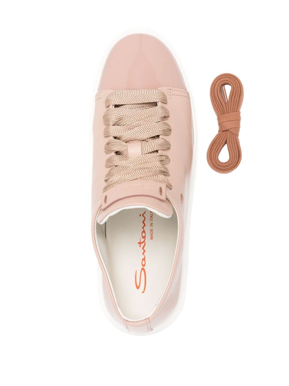 panelled leather sneakers - 4