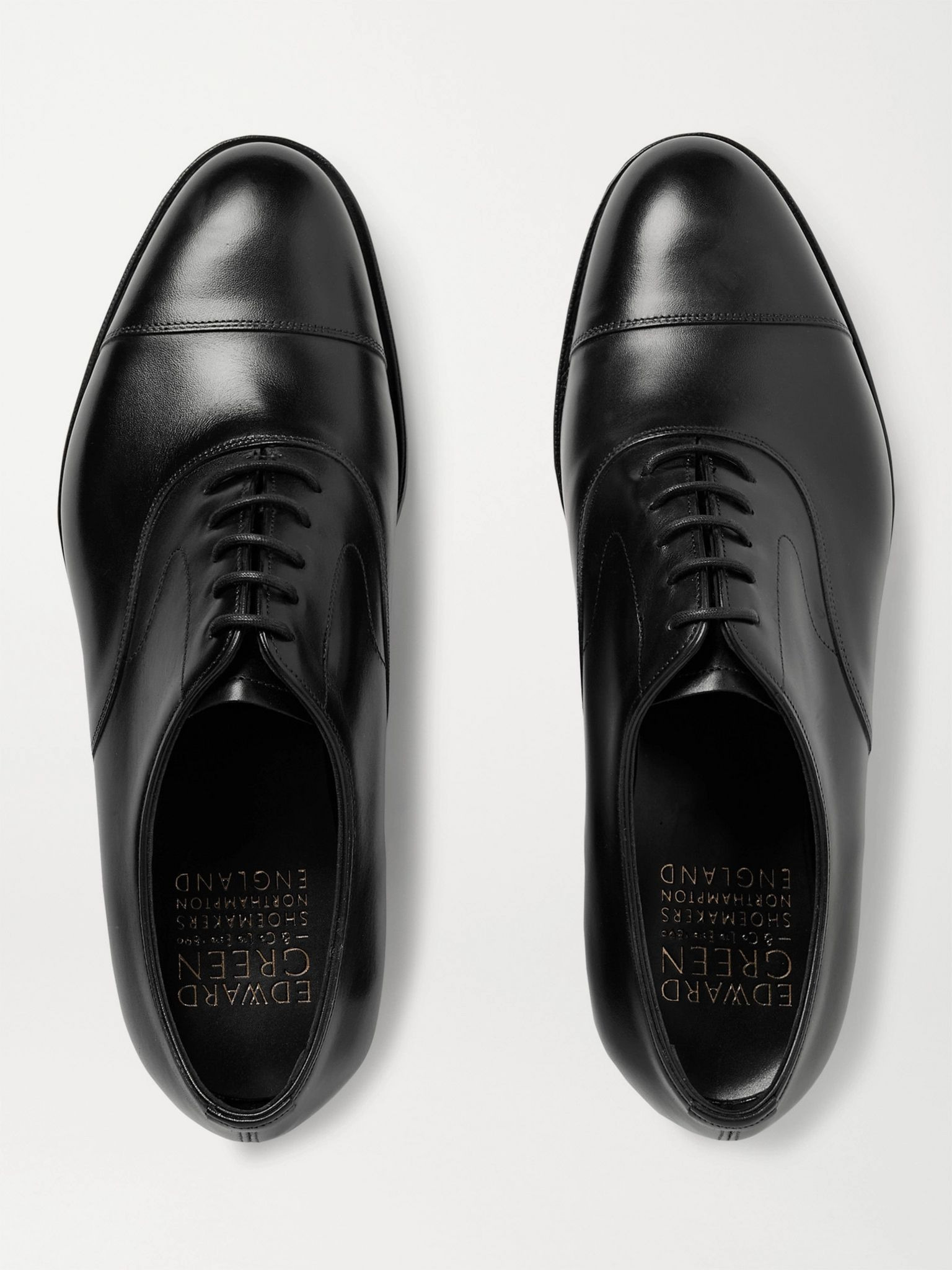 Chelsea Cap-Toe Burnished-Leather Oxford Shoes Black - 7