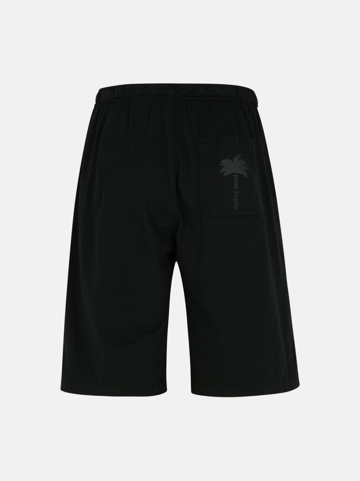 BLACK COTTON BERMUDA SHORTS - 3