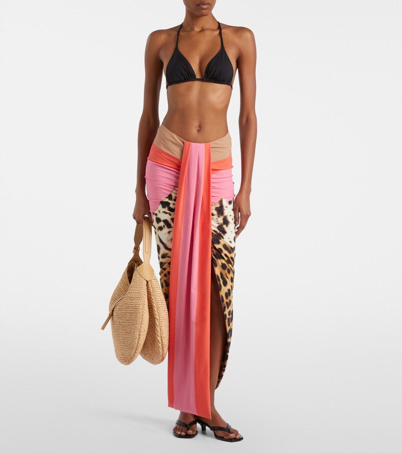 Roberto Cavalli Leopard-print asymmetric maxi skirt outlook