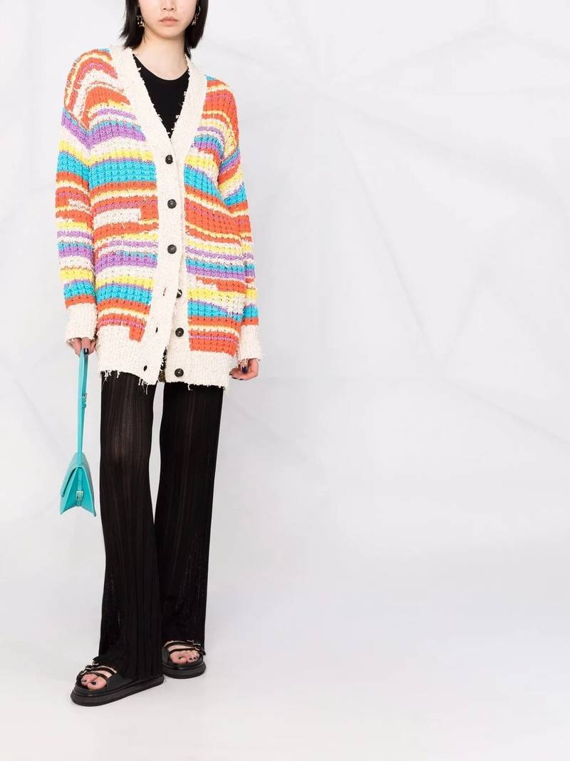 MSGM striped chunky knit cardigan outlook