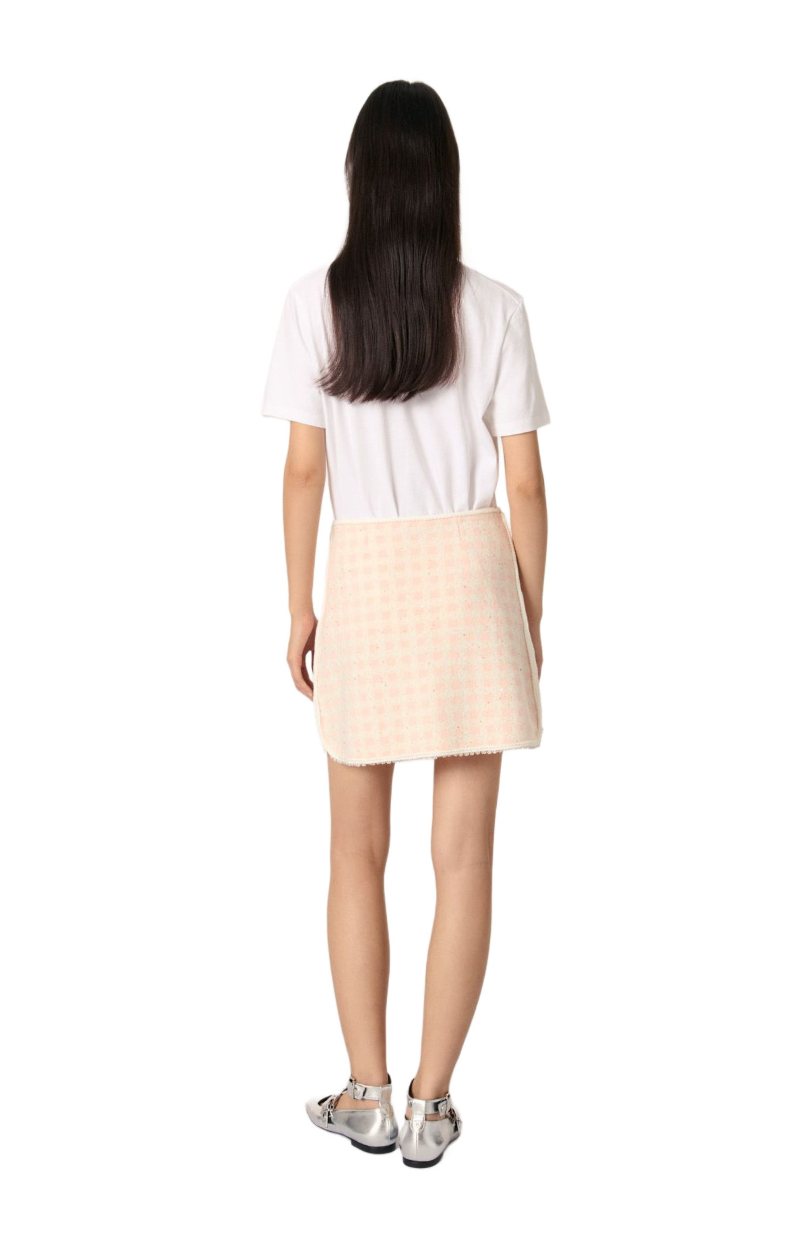 maje Short tweed-effect knit skirt in Pink/ecru at Nordstrom - 2