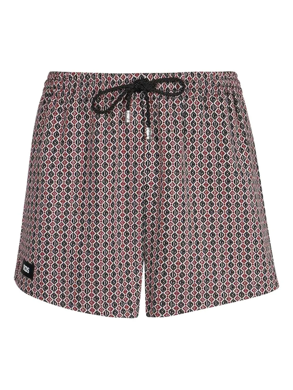 geometric-pattern drawstring shorts - 1