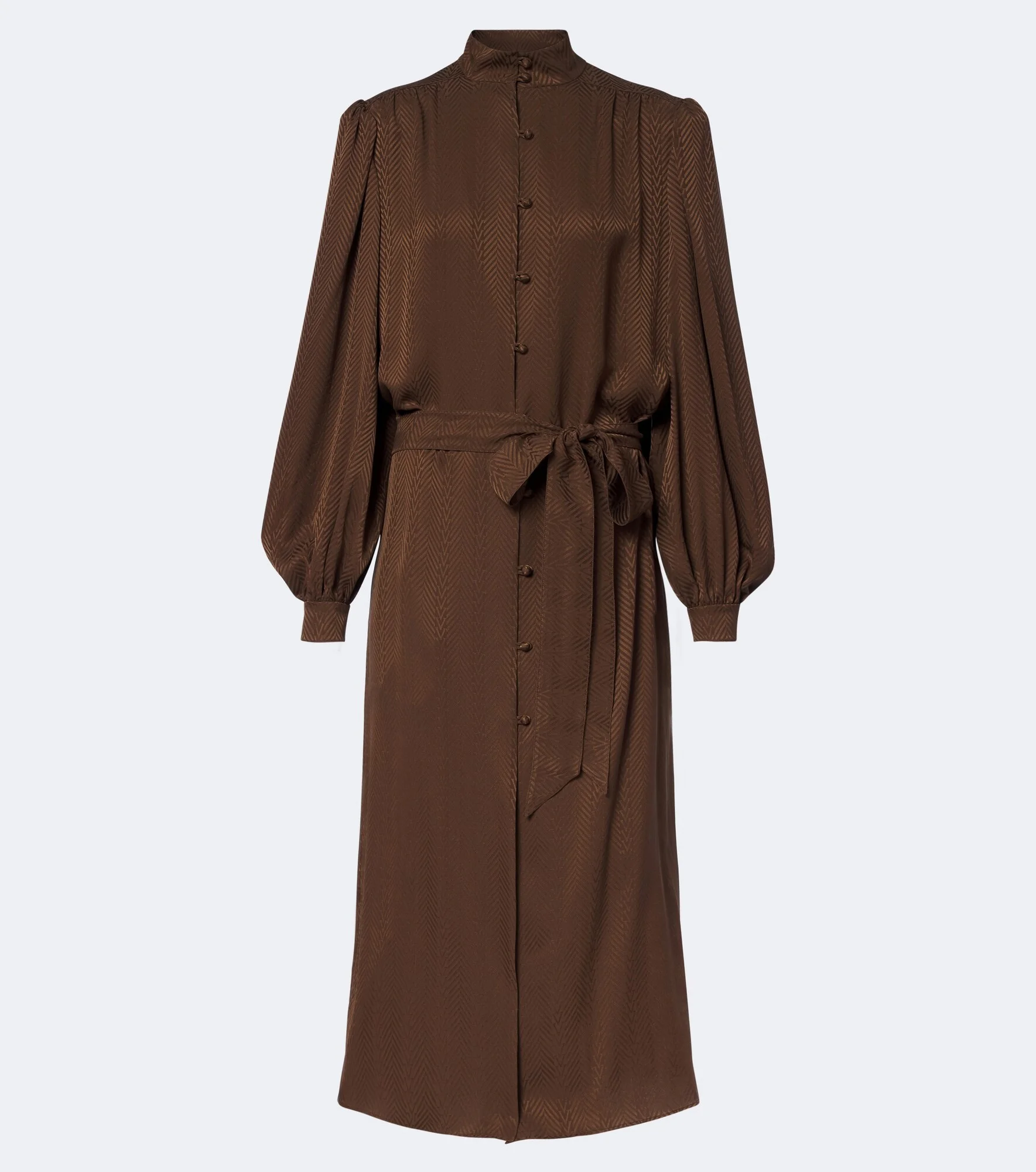 Belted chevron jacquard silk midi dress - 1