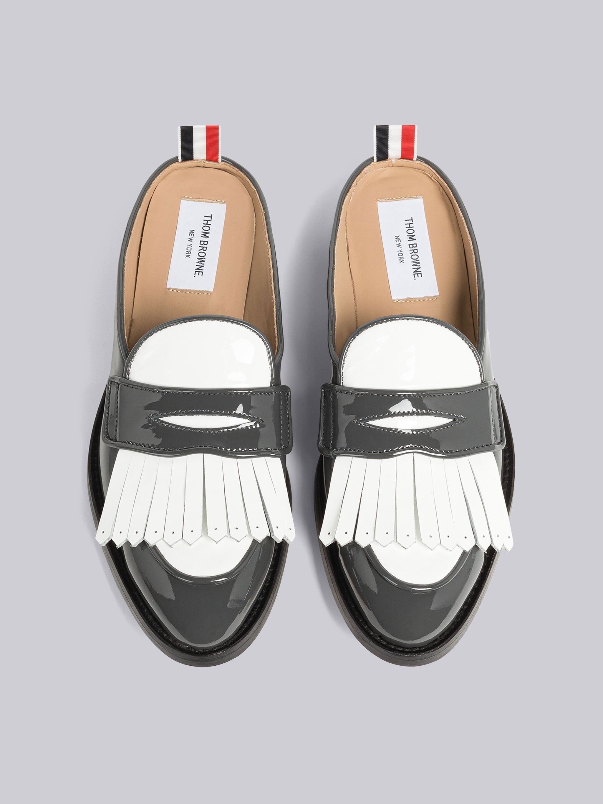 Soft Patent Kilt Varsity Penny Loafer Mule - 4