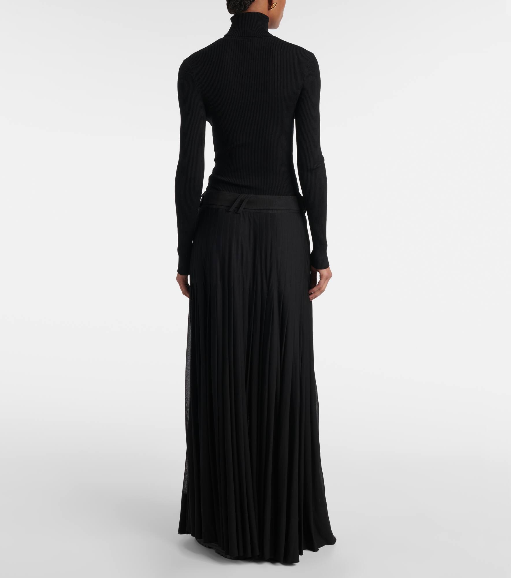 Pleated cotton-blend maxi skirt - 3