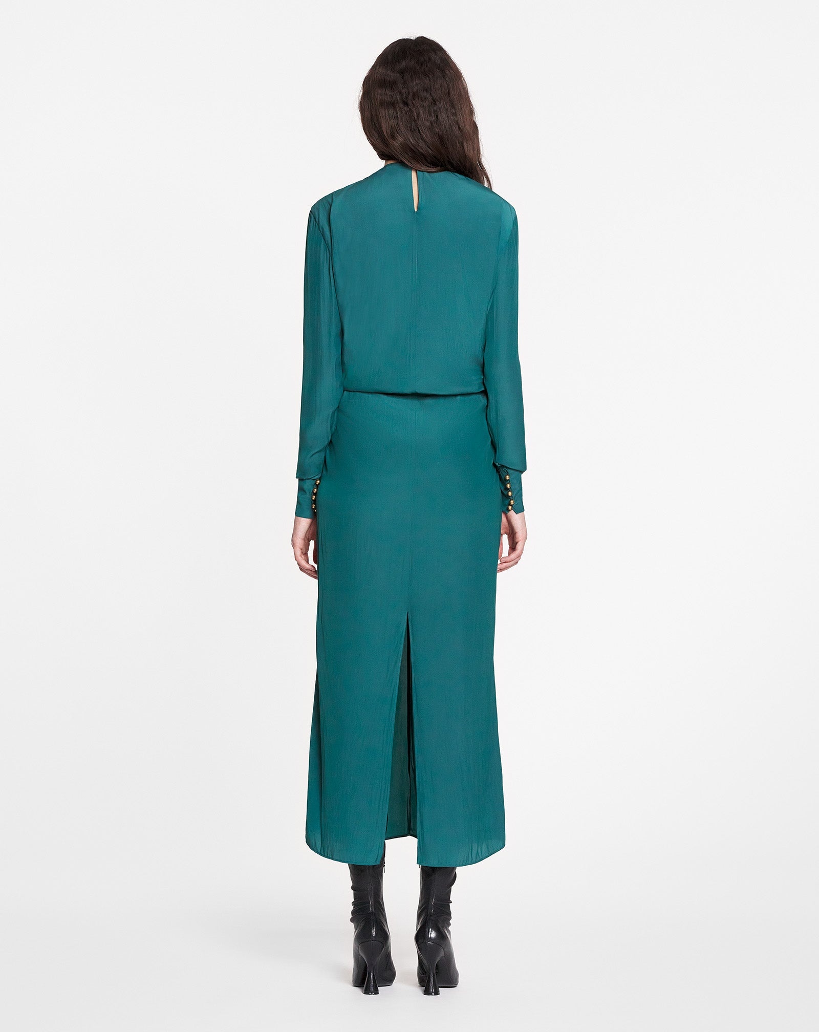 LONG-SLEEVE DRAPED DRESS - 4