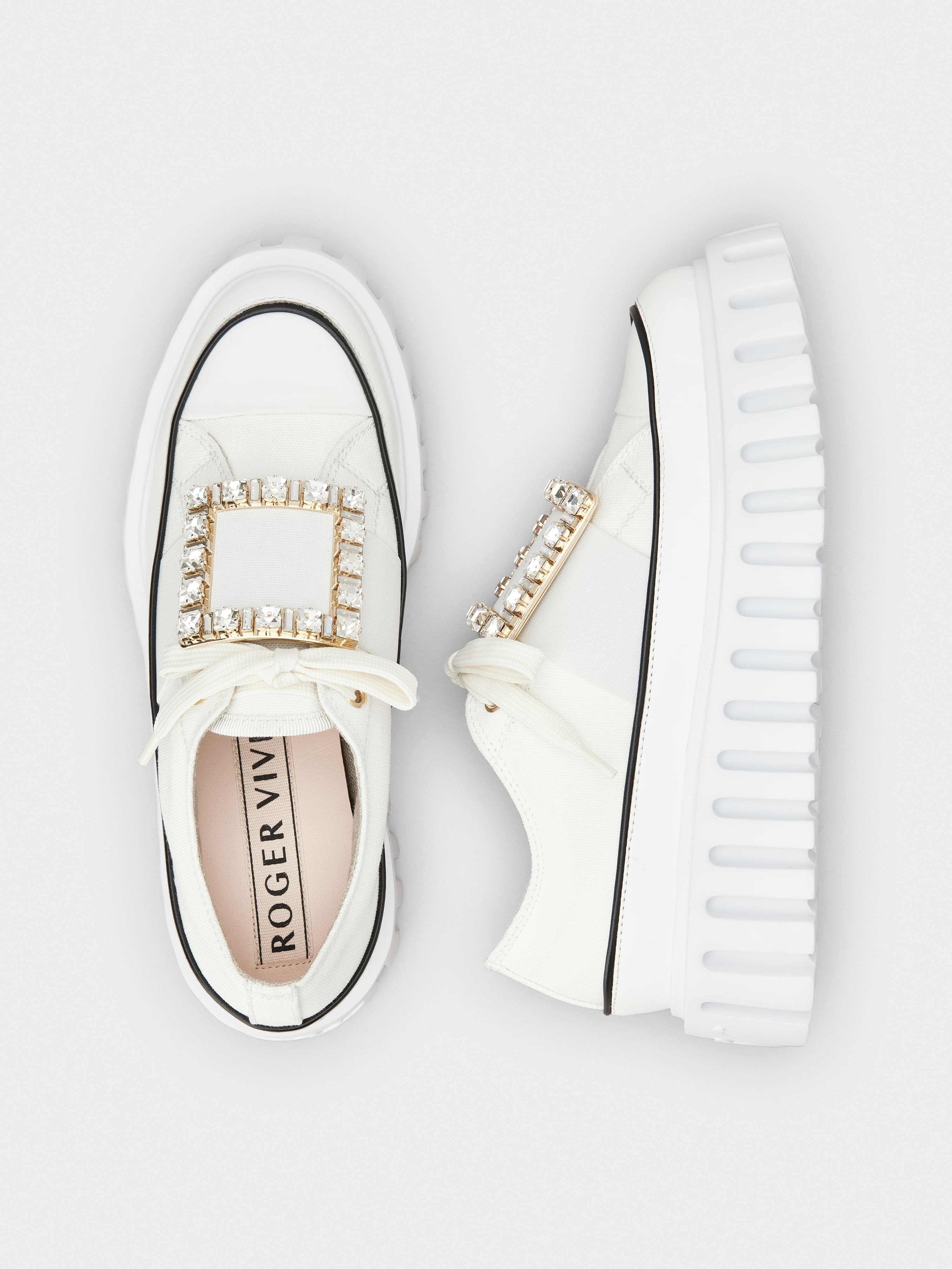 Viv' Go-Thick Strass Buckle Slip-on Sneakers in Canvas - 4
