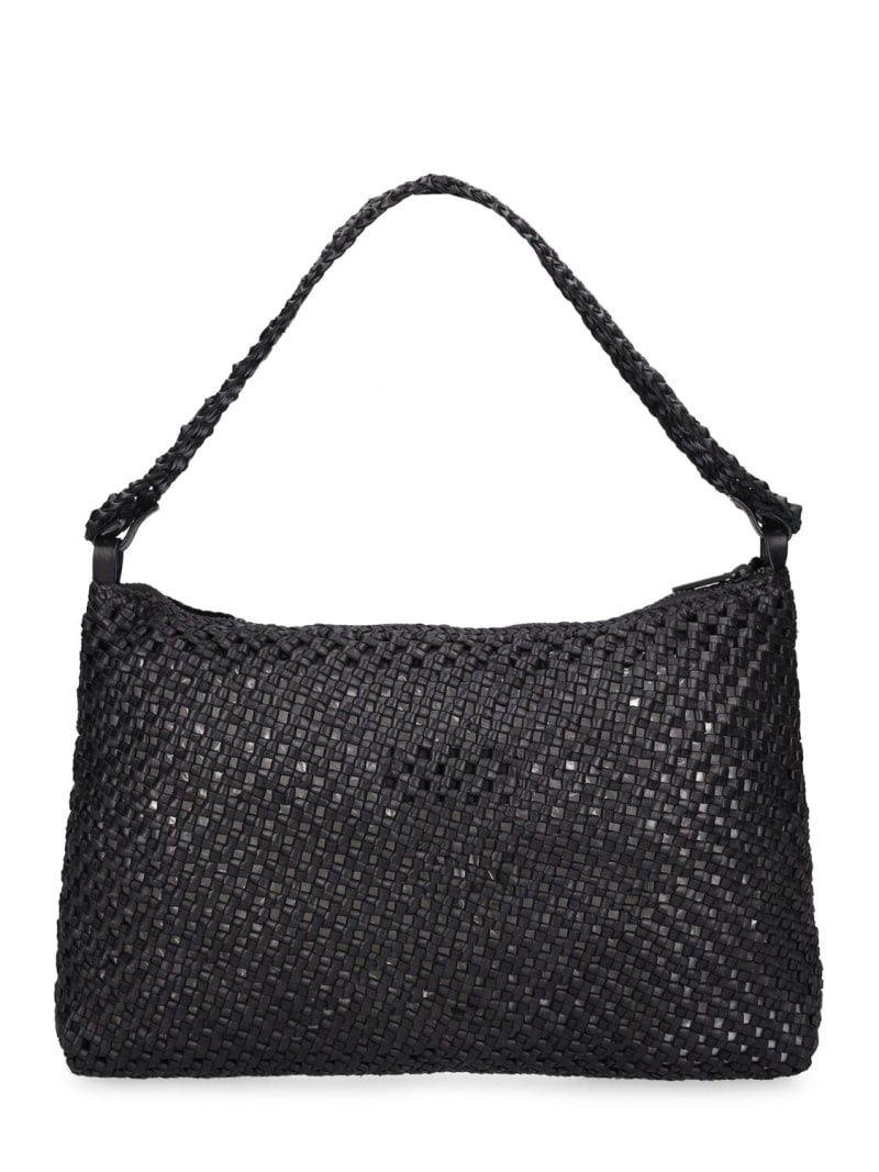 Macramé woven leather shoulder bag - 5