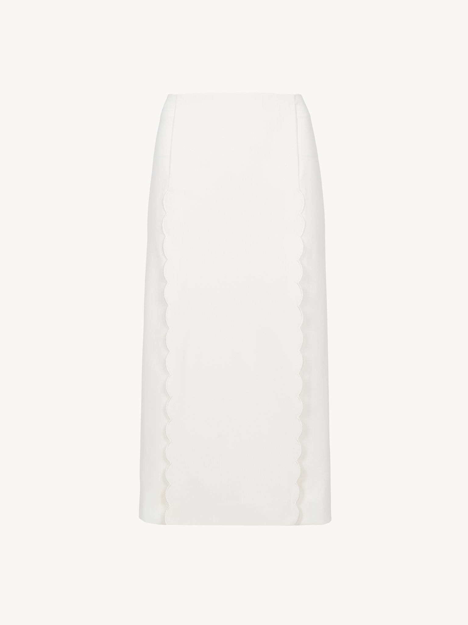 SCALLOP EMBROIDERED COLUMN SKIRT IN FLUID VISCOSE - 2