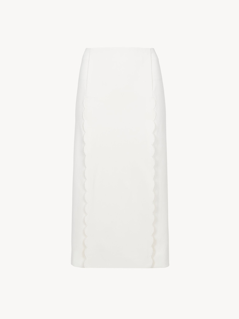 Chloé SCALLOP EMBROIDERED COLUMN SKIRT IN FLUID VISCOSE outlook