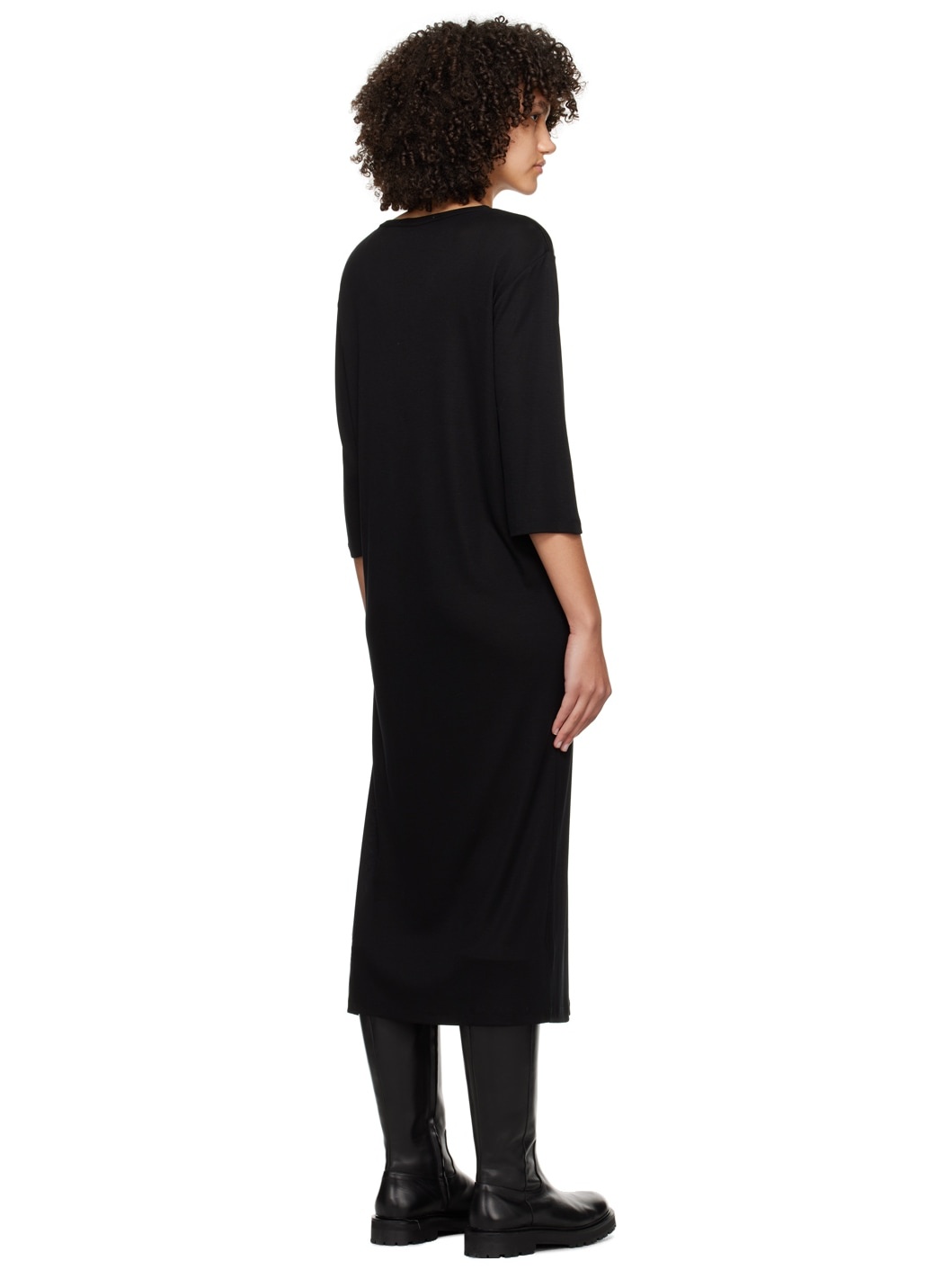 Black Crewneck Maxi Dress - 3