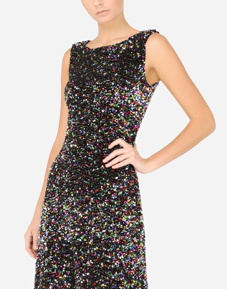 Long multi-colored sequined dress - 4