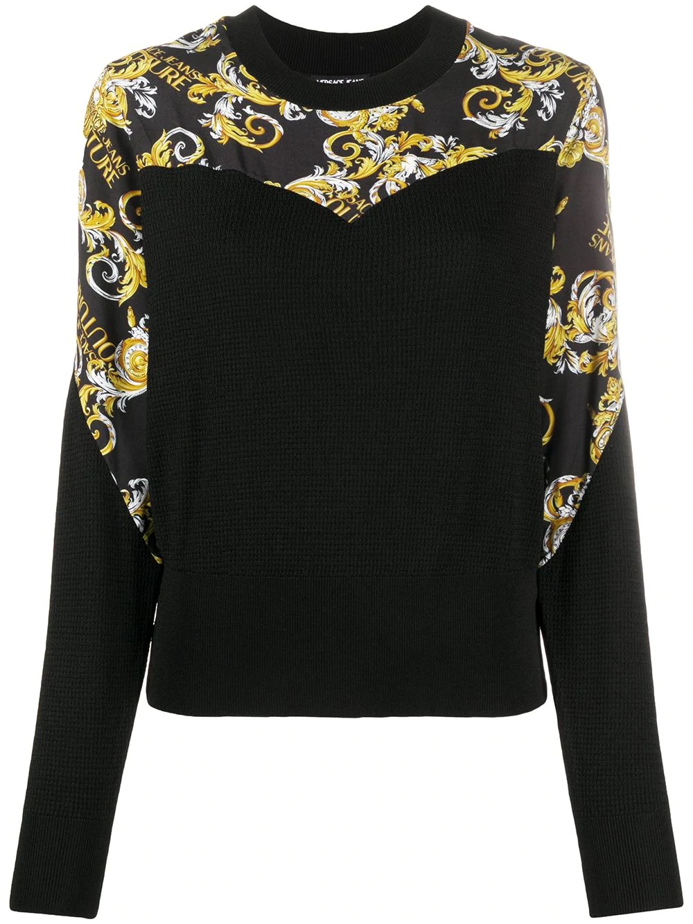 Barocco print panelled jumper - 1