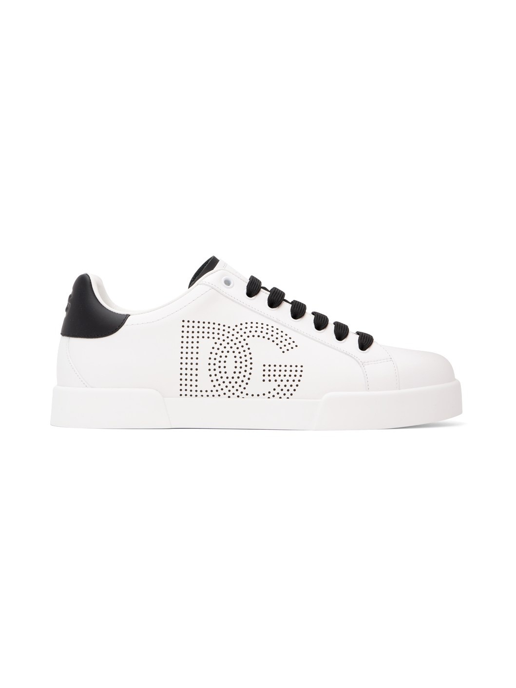 White & Black Calfskin Portofino Sneakers - 1