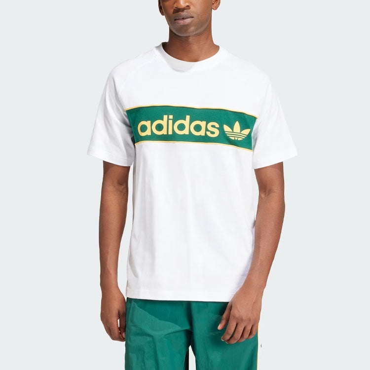 adidas originals Archive Tee 'White Green' IU0198 - 2