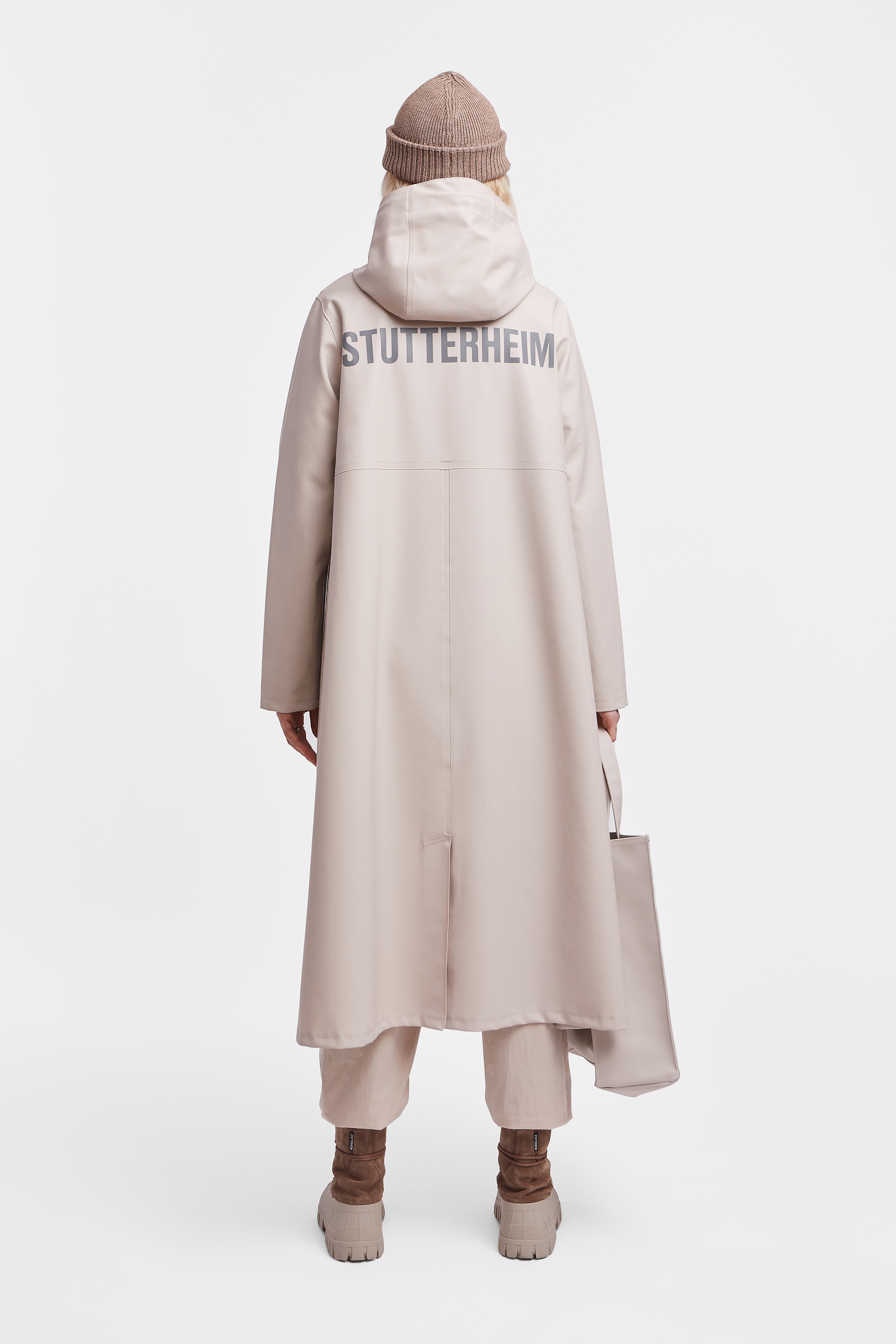 Mosebacke Long Print Raincoat Light Sand - 4