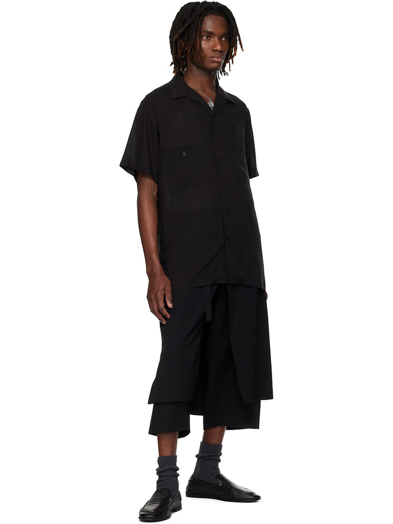 Yohji Yamamoto Black Wool Gabardine Standard Wrap Trousers outlook