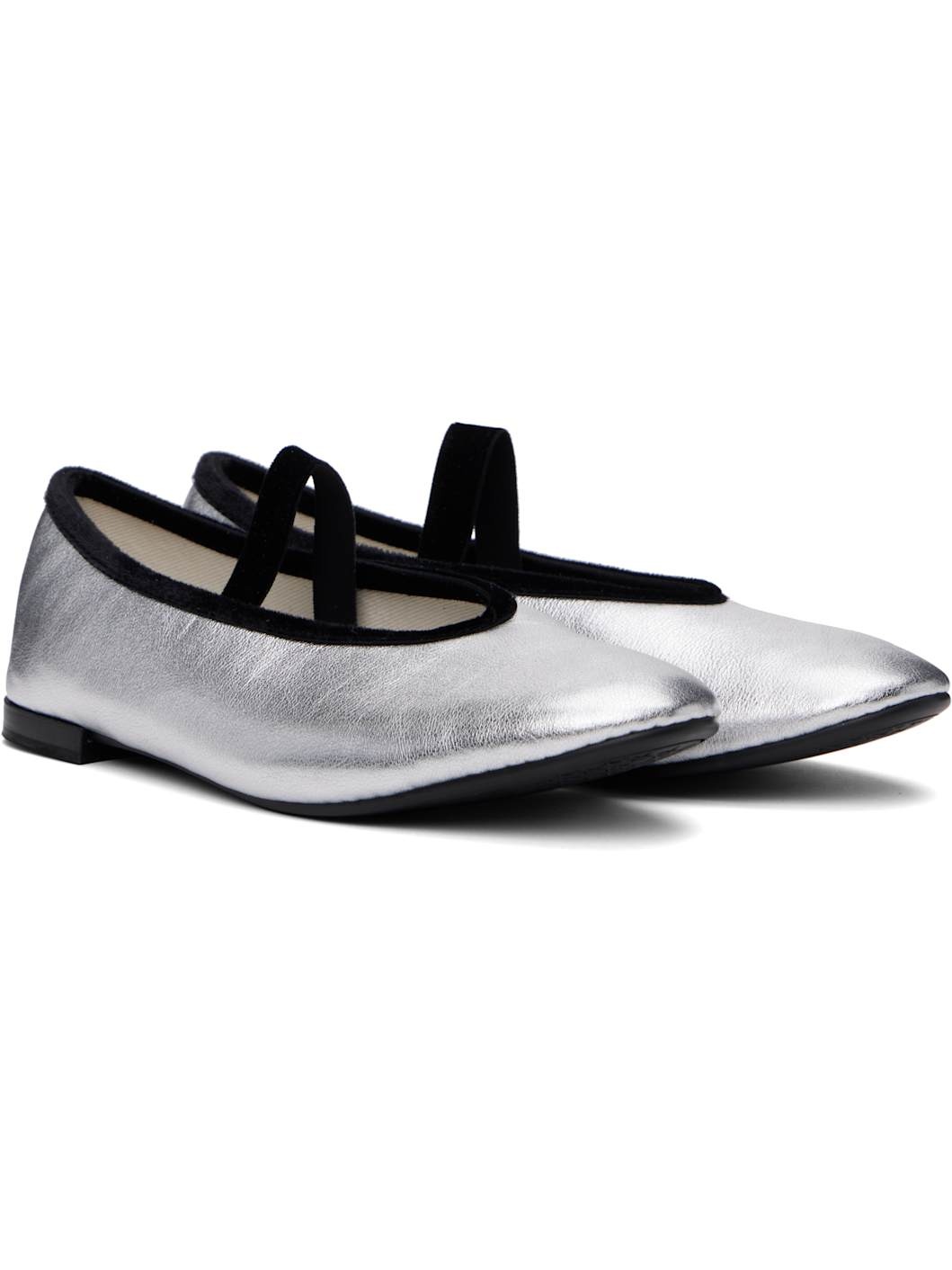 Silver Lilouh Rubber Sole Mary Jane Ballerina Flats - 4