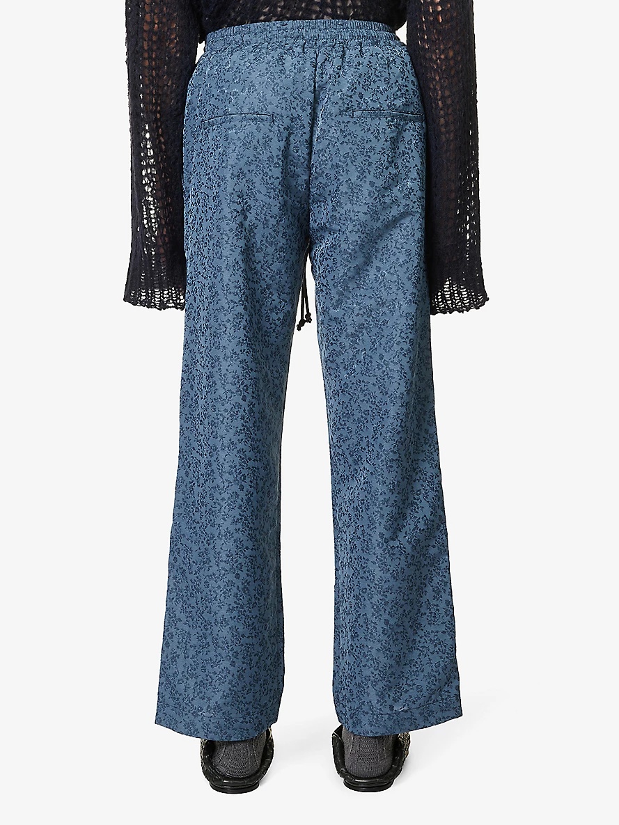 Floral-pattern relaxed-fit woven jogging bottoms - 4
