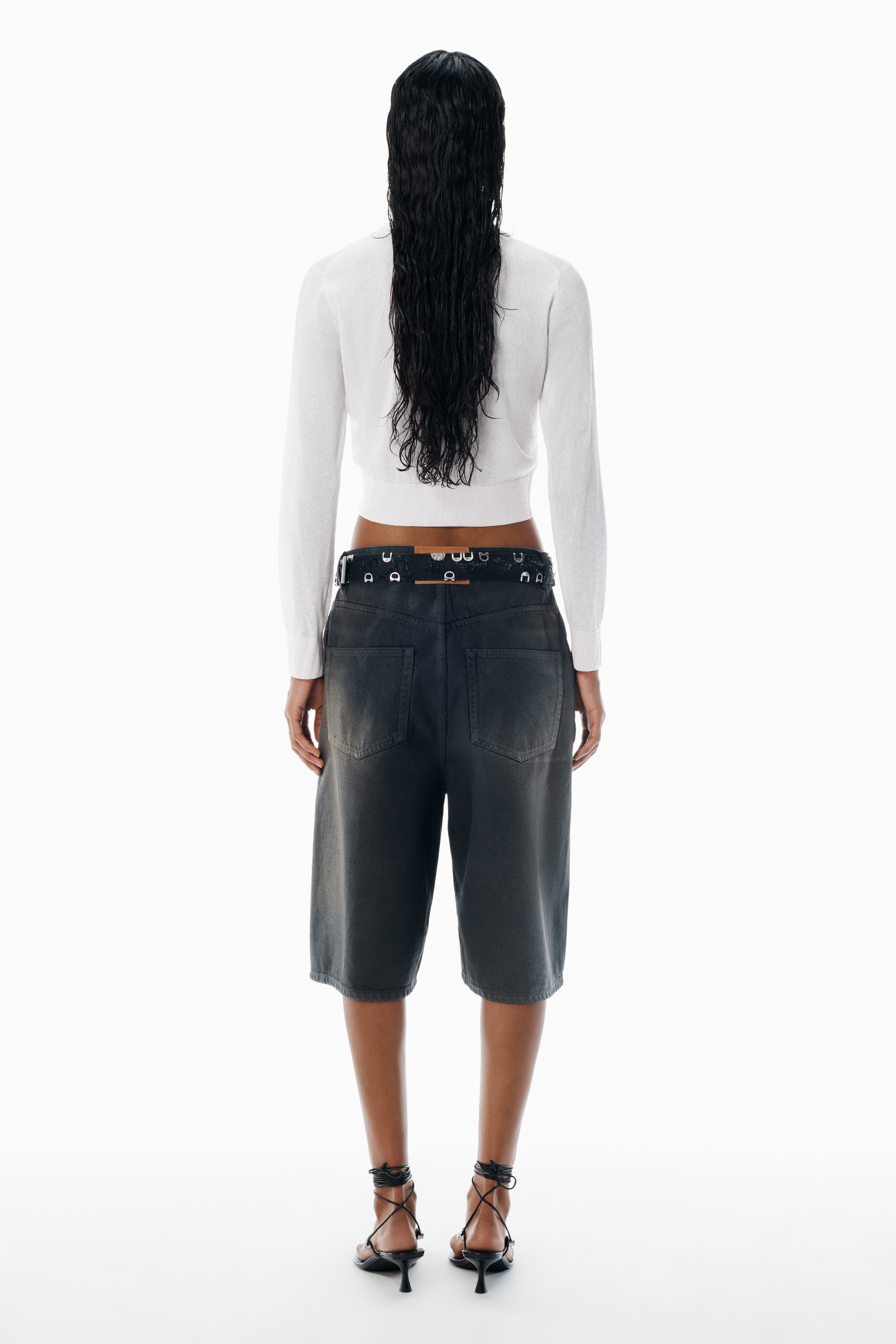 Cropped Cardigan in Clear Bead Hotfix - 4