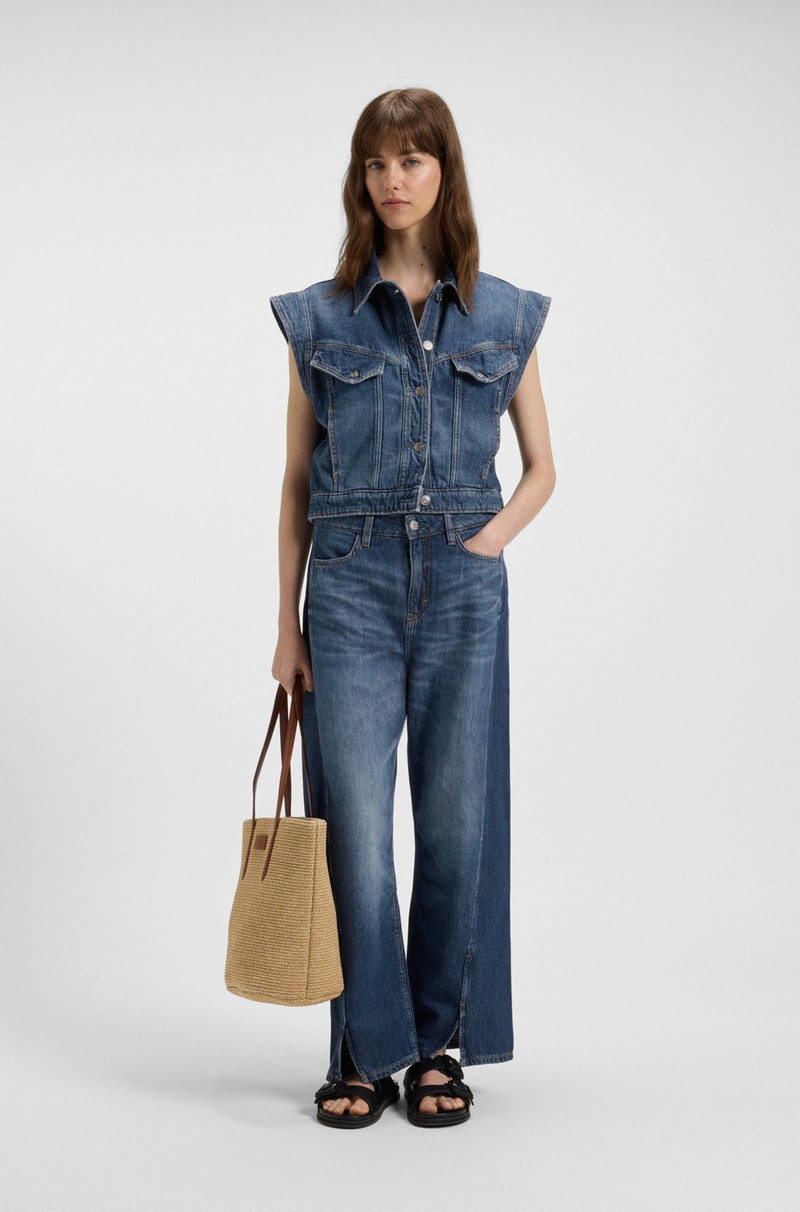 BOSS BOXY SLEEVELESS JACKET IN INDIGO DENIM outlook