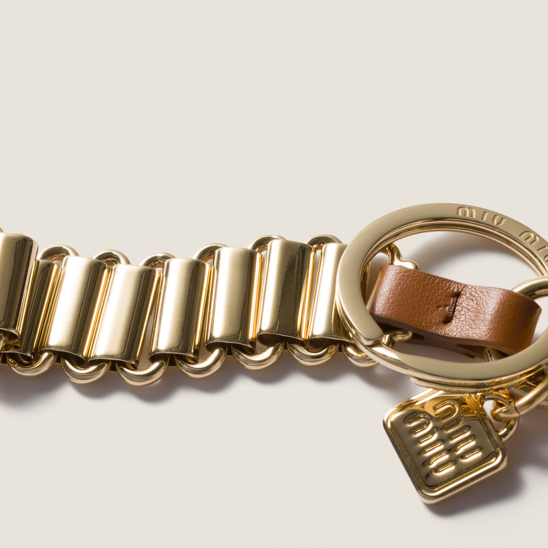 Miu Miu Metal and leather key ring trick outlook
