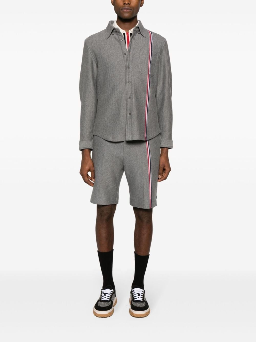 RWB-stripe cotton overshirt - 2