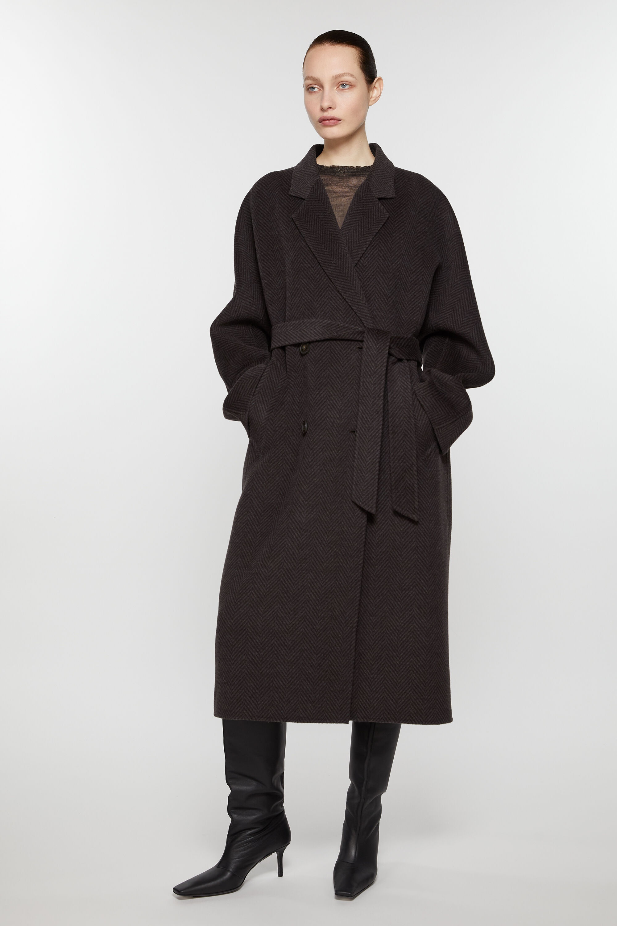 Double-breasted wool coat - Anthracite grey - 5