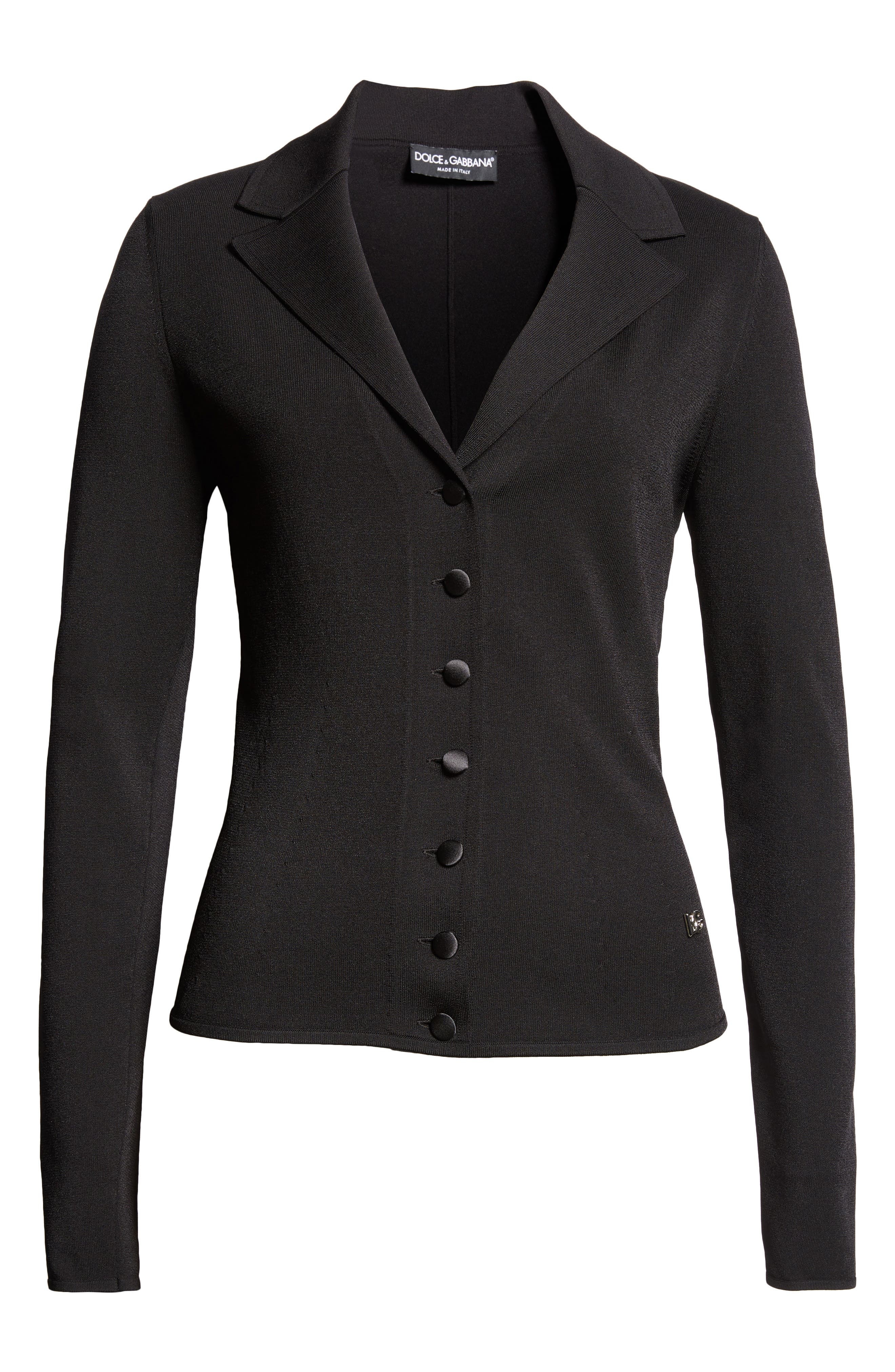 Dolce&Gabbana Fitted Knit Jacket in N0000 Nero at Nordstrom - 6