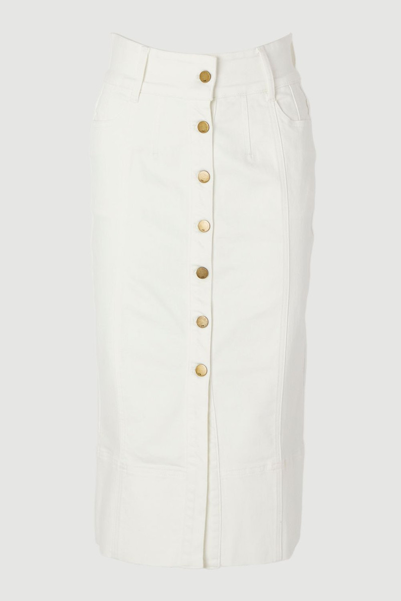 Denim Corset Waist Detail Pencil Skirt 4