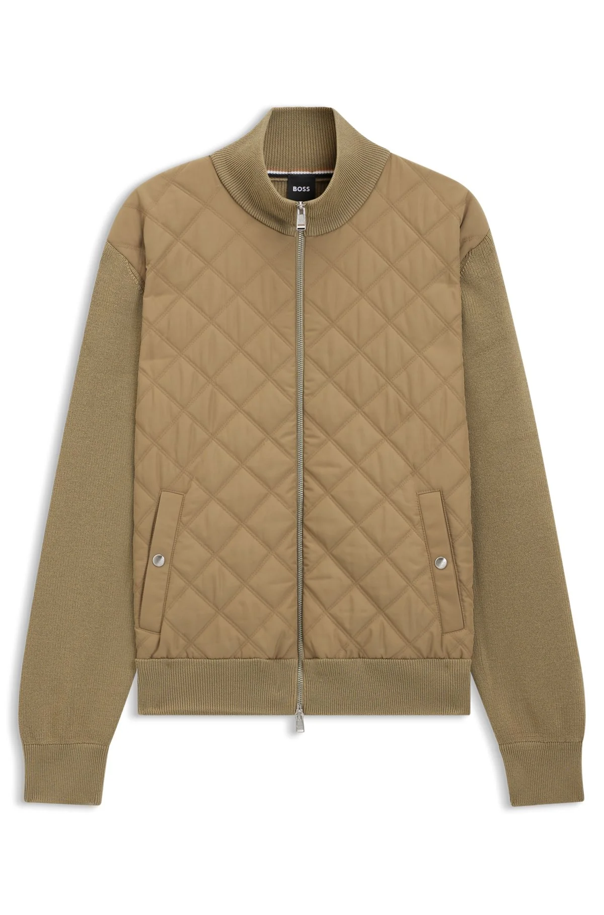 QUILTED-FRONT JACKET IN KNITTED WOOL - 1