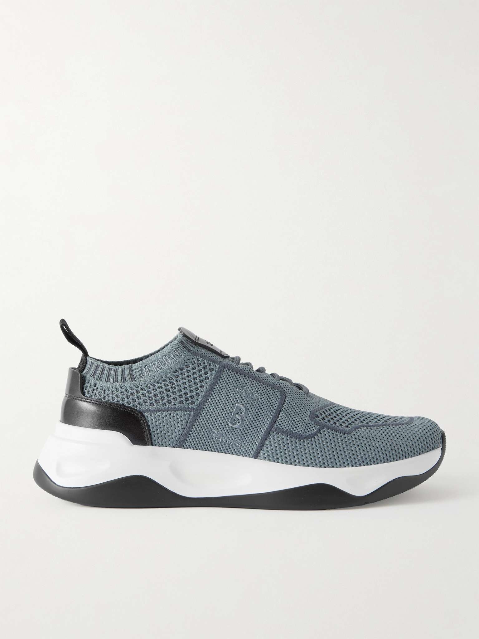 Shadow Leather-Trimmed Stretch-Knit Sneakers - 1
