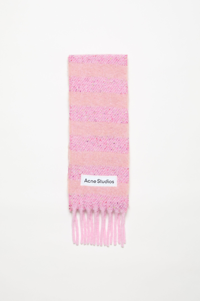 Stripe alpaca scarf - Narrow - Bright pink/old pink 1