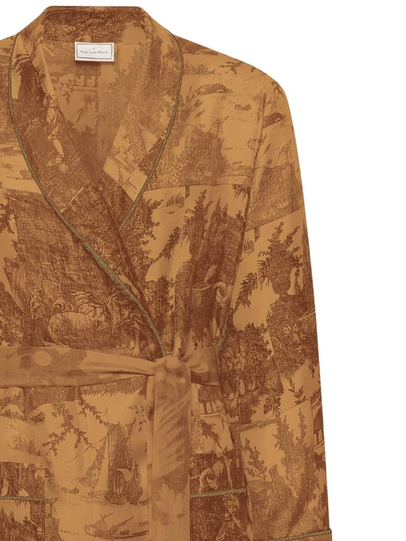 Pierre-Louis Mascia landscape-print belted robe outlook