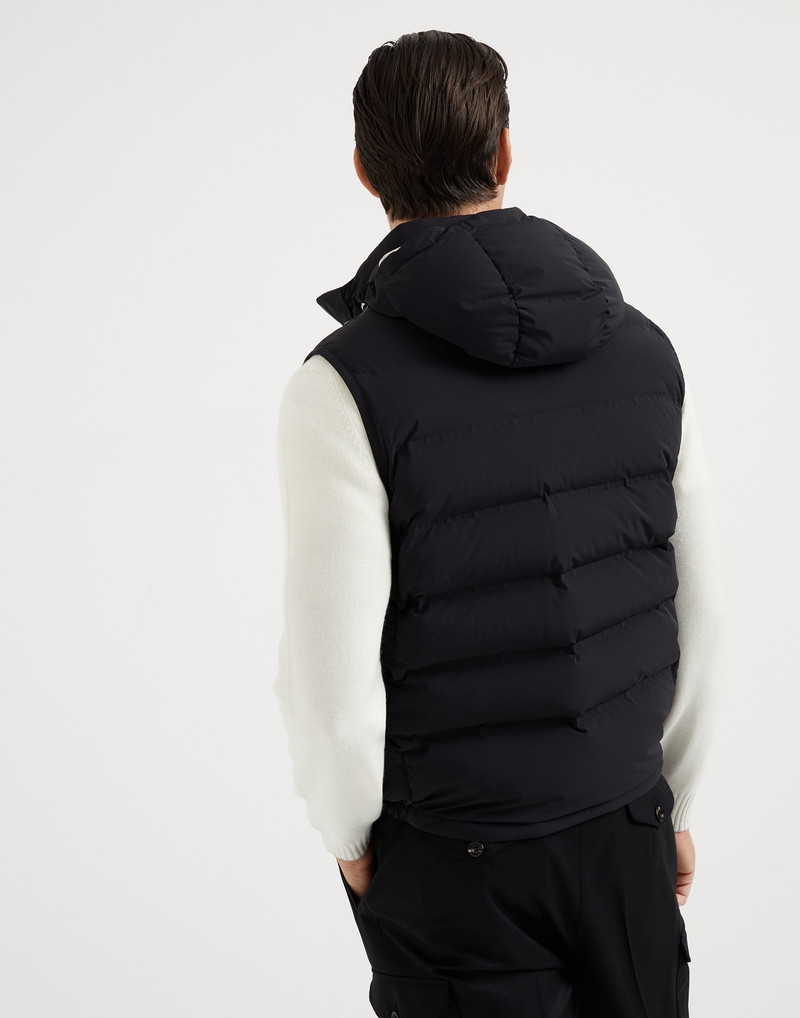 Brunello Cucinelli Bonded taffeta down vest with heat-bonded seams and detachable hood outlook