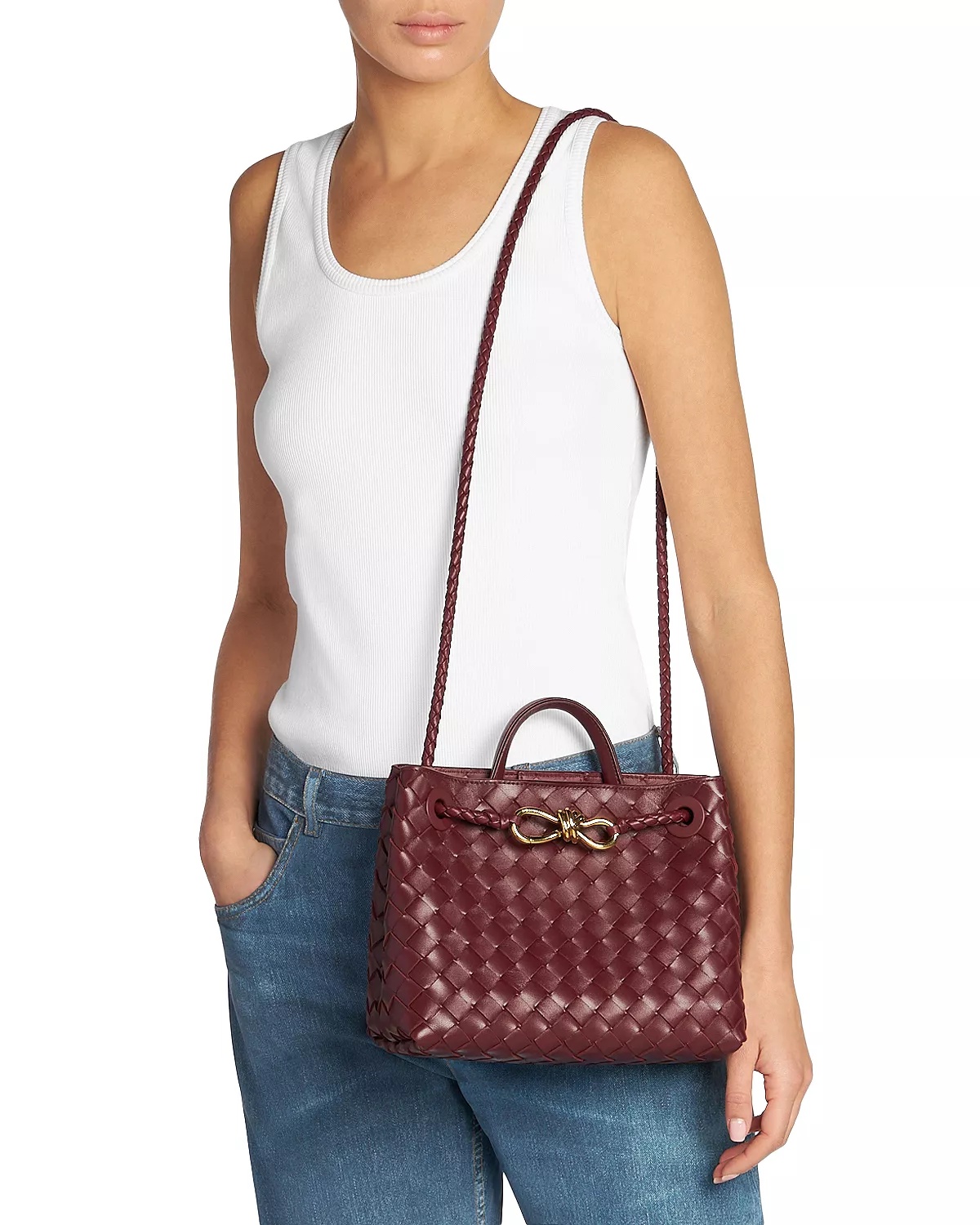 Andiamo Intrecciato Woven Leather Small Shoulder Bag - 2