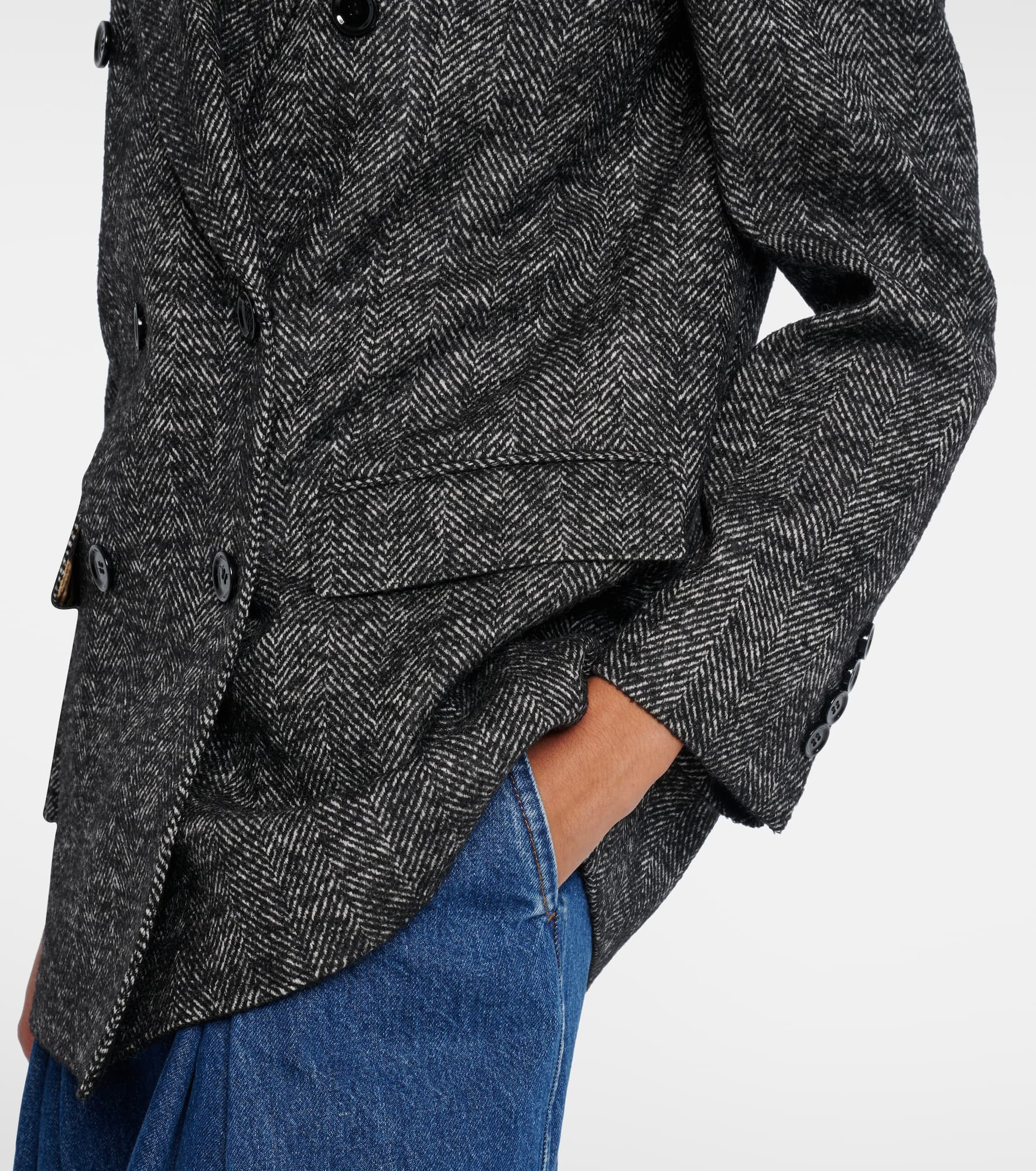 Double-breasted wool-blend jacket - 5