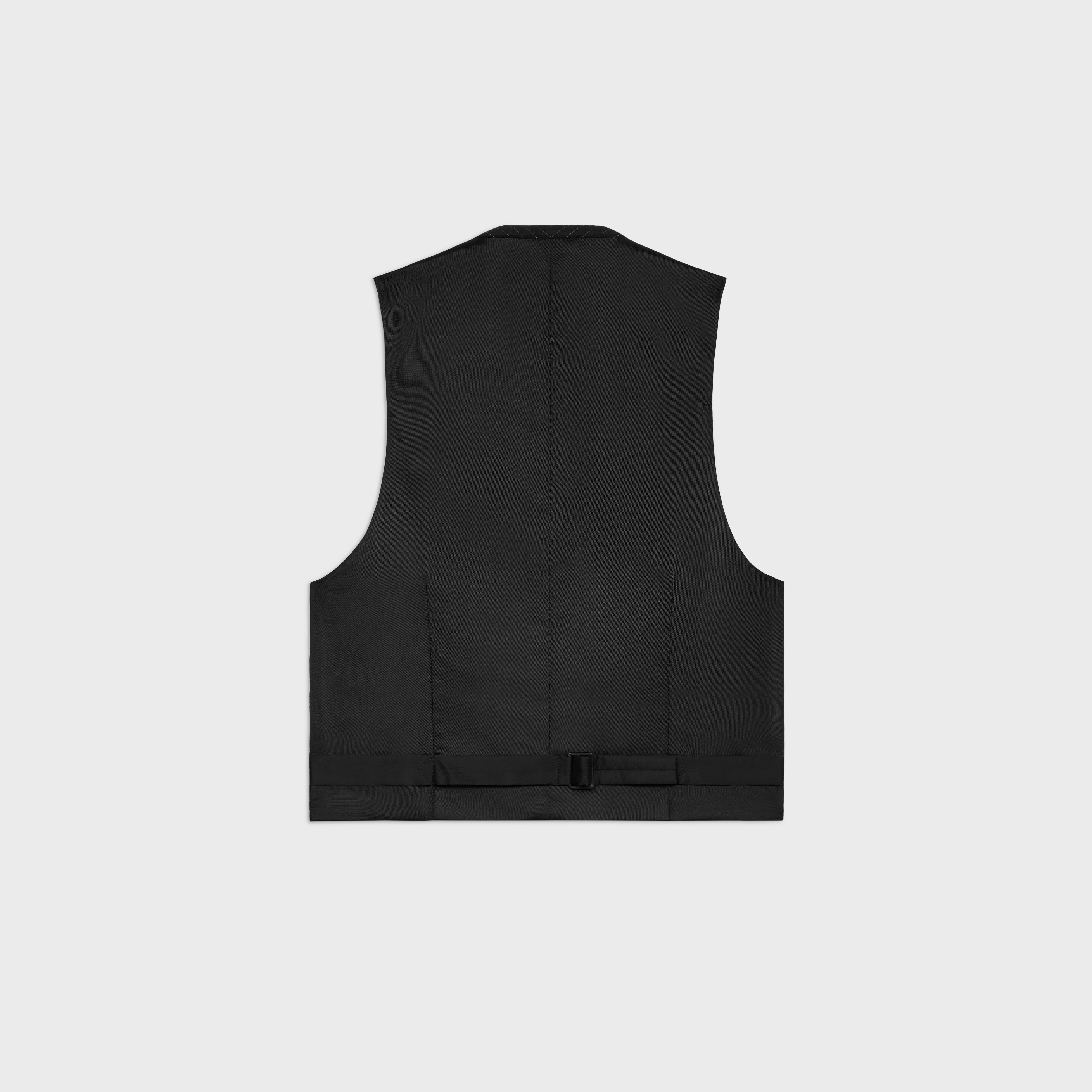 double-breasted vest in striped wool flannel - 2