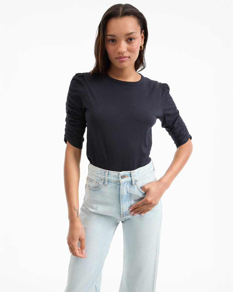 VERONICA BEARD WALDORF RUCHED-SLEEVE TEE outlook