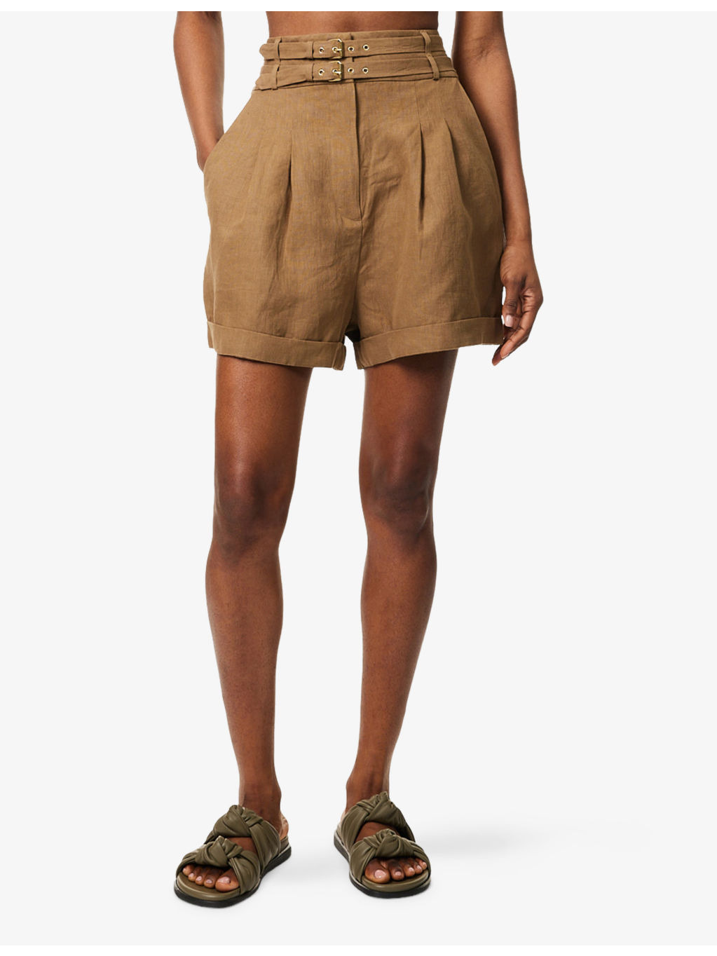 Aqiva Pleated Linen Shorts - 3