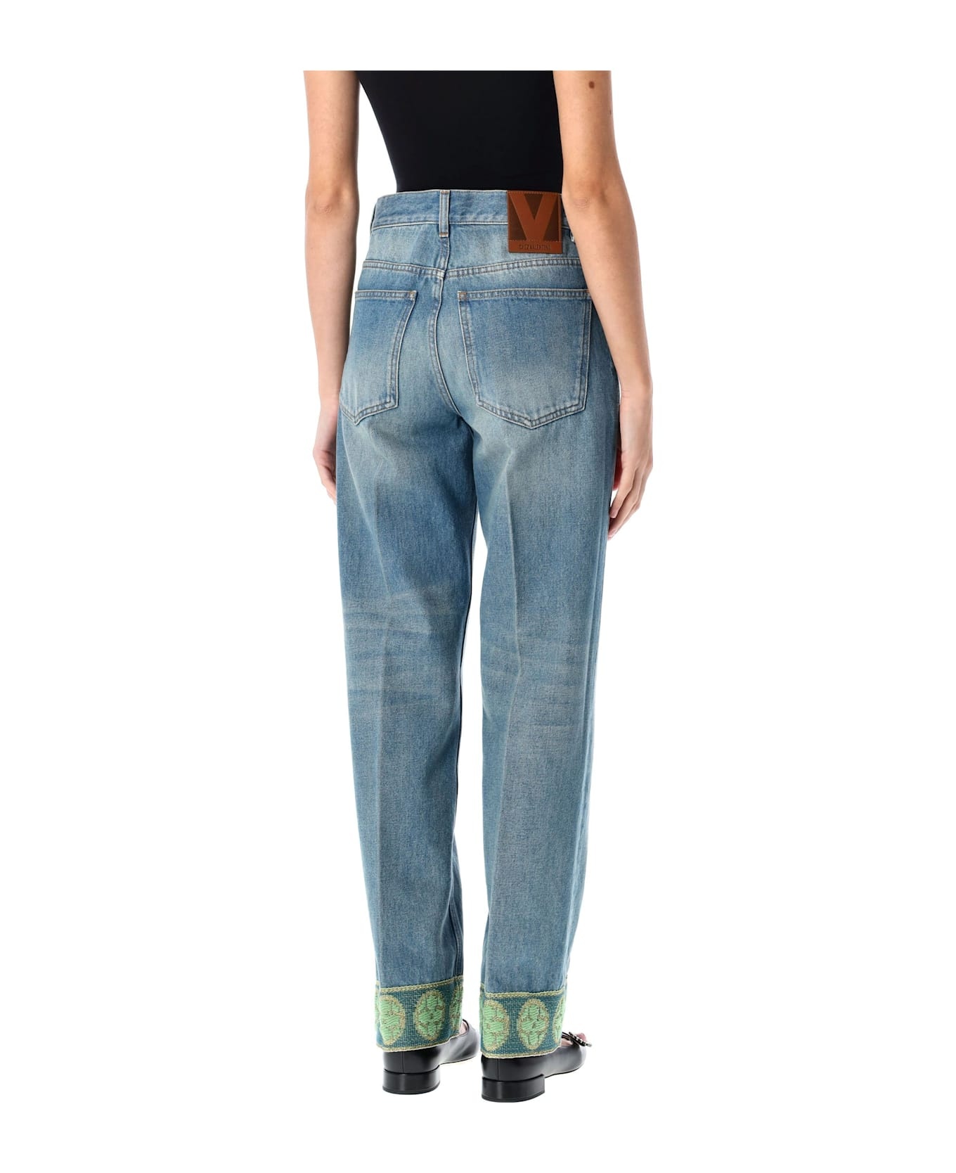 Jacquard Trims Denim Pant - 2