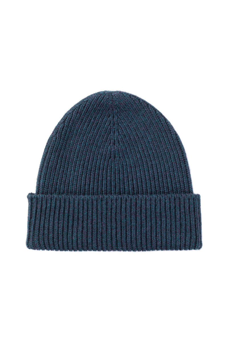 Ribbed Navy Cashmere Beanie 1