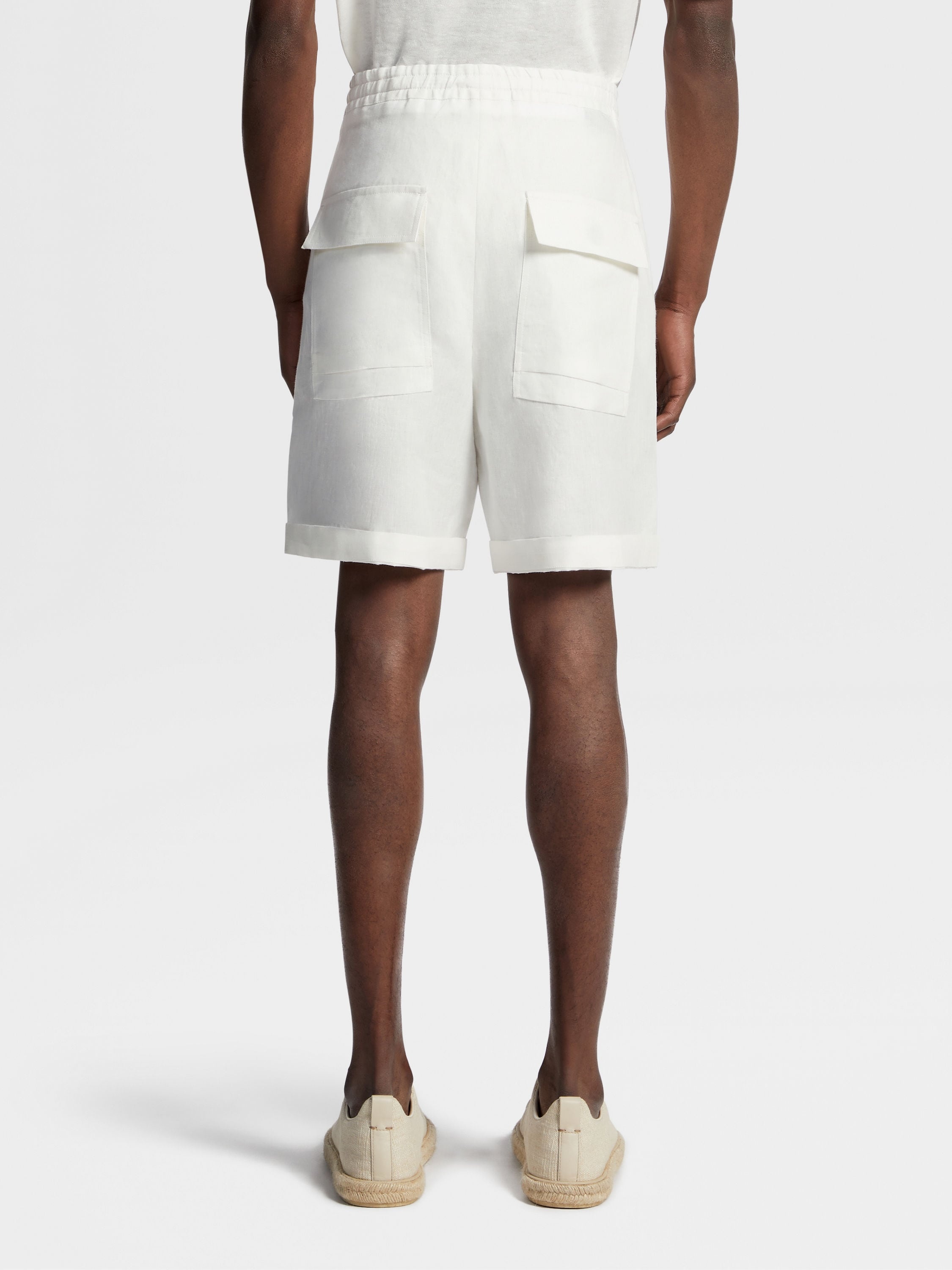 WHITE LINEN SHORTS - 3