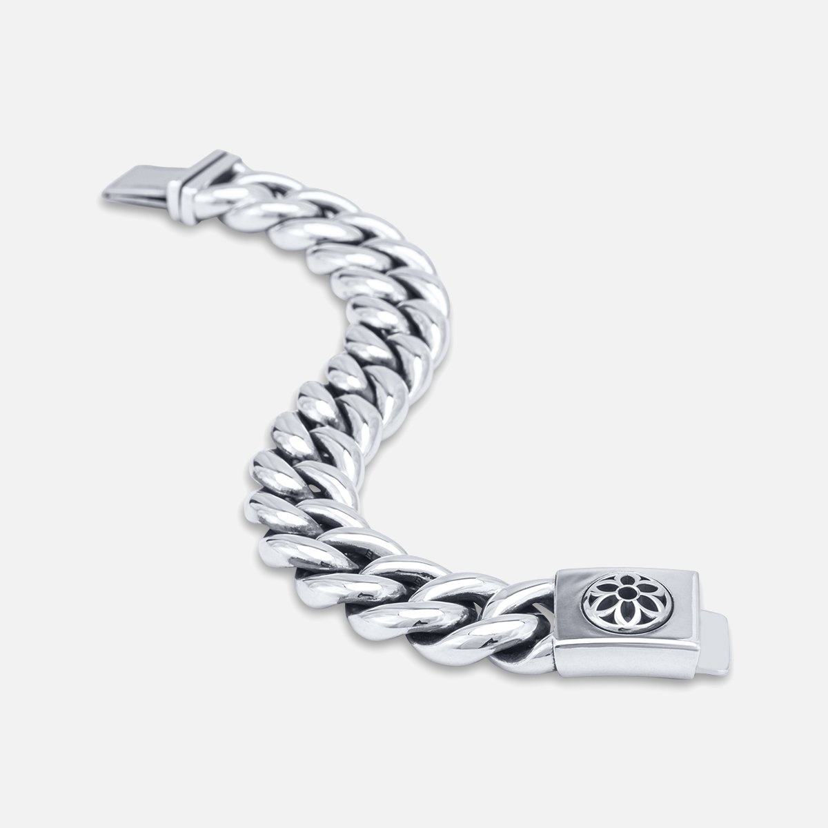 BS-BT-ROS-B GOOD ART HLYWD Box And Tongue Rosette Bracelet Size B - Sterling Silver - 3