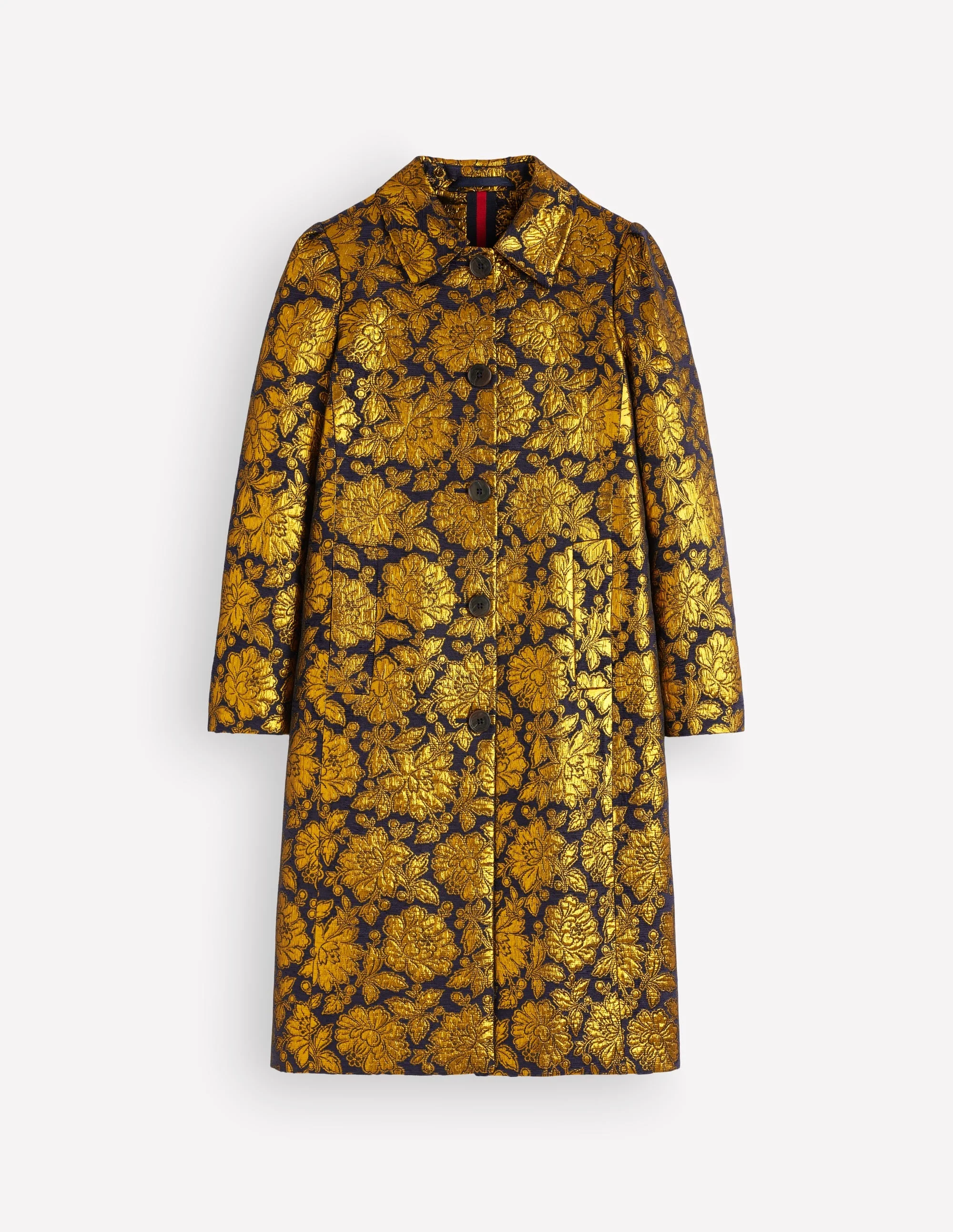 Aylesford Jacquard Coat-Gold Floral Jacquard - 1